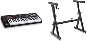 M-Audio Oxygen Pro 49 – 49 Key USB MIDI Keyboard Controller With Beat Pads, MIDI assignable Knobs, Buttons & Faders and Software Suite Included & Pyle Heavy Duty Folding Keyboard Stand
