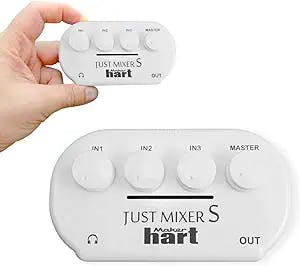 Maker hart JUST Mixer S, Portable 3 Channels Mini Audio Mixer with 3.5mm Stereo Input/Output, ideal for Broadcasting, Podcasting, Streaming, Recording and PC Gaming