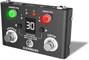 LEEMMURS Drum Looper Pedal with Tuner Guitar Looper Effect Pedal with 4 Loops and 11 Minutes Recording Time 30 Drum Machine with Tap TEMPO for Electric Guitar Bass