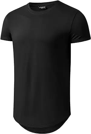 LETAOTAO Long Shirts for Men Hip Hop Shirts Longline Tie Dye Shirts Hipster Gym T Shirts Scallop Tee(Regular&Big and Tall)