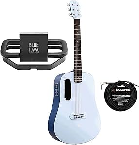 Lava Music Blue Lava 36" Acoustic Electric SmartGuitar, Ice Blue w/Wireless Charger Stand & Cable
