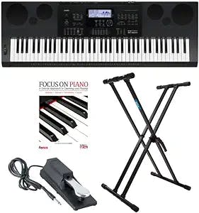 Casio WK-6600 76-Key Workstation Keyboard with Sequencer and Mixer with Adjustable Double X Keyboard Stand Bundle (2 Items)