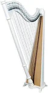 Sturgis Midwest 42 Strings White Celtic Irish Lever Harp with Extra Strings and Tuner
