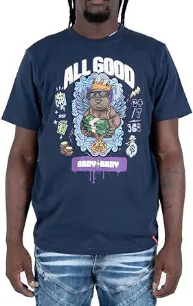 Two Mill Twenty Men's Allgood Graphic T-Shirt | Hip Hop Style Tee with Fuzzy Patch Embroidery