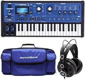 Novation MiniNova Synthesizer Bundle with Carry Case and Knox Studio Headphones (3 Items)