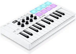 The M-WAVE 25 Key USB MIDI Keyboard Controller With 8 Backlit Drum Pads, Bl