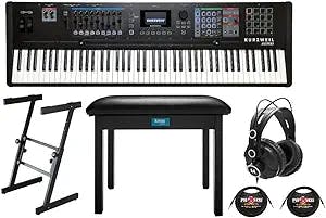 Kurzweil K2700 88-Key Synthesizer Workstation with Powerful FX Engine, Widescreen Color Display Bundle with Keyboard Stand, Headphones, 2 x TRS Instrument Cable (10-Feet), and Piano Bench (6 Items)