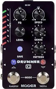 MOOER Drummer X2 Professional Stereo Multi Drum Machine with Fill function, Tap Tempo function, Editor Software for electric guitar, bass guitar