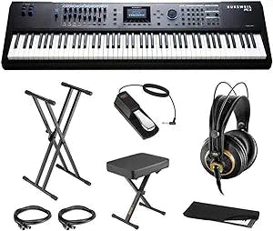 Kurzweil PC4 88-Key Performance Controller/Studio Workstation Synthesizer Bundle with AKG K240 Headphone, Keyboard Stand, Piano Bench, Sustain Pedal, 2x MIDI Cable & Cover