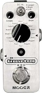 MOOER Groove Loop Drum Machine with 20 minutes Looper, 16 different Drum Grooves, 3 Modes, Tap Tempo to Loop, Record, Practice with the Micro Looper Drum Pedal, Guitar Mini Jamming Tool