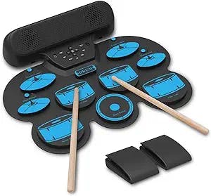 Electronic Drum Set Kids Drum Set- Electric Drum Set Beginner Drum Pad with USB MIDI Connectivity, 9 Thickened Pad, 2 Foot Pedals, 2 Built-in Speakers, 2 Drumsticks, Kids Christmas& Birthday Gift