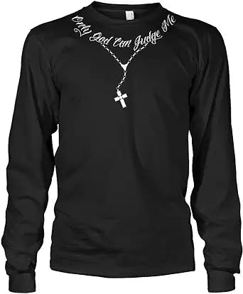 Cybertela Men's Only God Can Judge Me Tattoo Necklace Long Sleeve T-Shirt