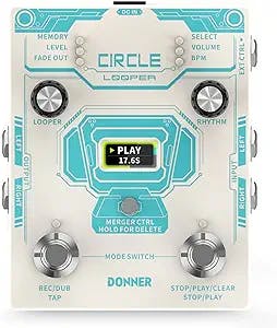 Donner Circle Looper Pedal, Stereo Guitar Looper Pedal, 40 Slots 160 mins Loop Pedal with Drum Machine 100 Drum Grooves, Tap Tempo, Fade Out