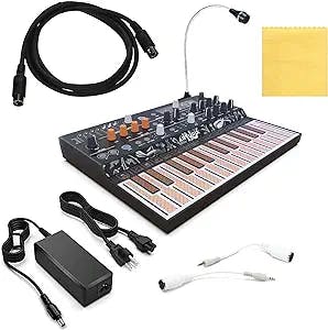 Arturia MicroFreak Vocoder Bundle Hybrid Paraphonic Synthesizer Black 25-key + Vocoder Mic, Pig Hog MIDI Cable, Power Adapter, MIDI Adapters & Liquid Audio Polishing Cloth