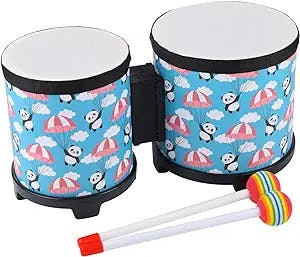 Bongo Tom Drum Floor Drum for Kids 5“-6” Montessori Percussion Music Instrument Drum with 2 Mallets for Baby Children Special Christmas Birthday Gift (Blue 5" to 6")