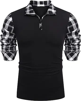 Get Your Groove On with the COOFANDY Men's Zipper Plaid Polo T Shirt 