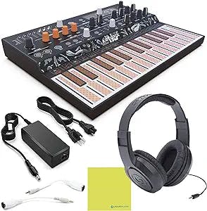 Arturia MICROFREAK Synthesizer with Poly-aftertouch Flat Keyboard Bundle + Samson Headphones + Power Adapter & Liquid Audio Polishing Cloth (5 Items)