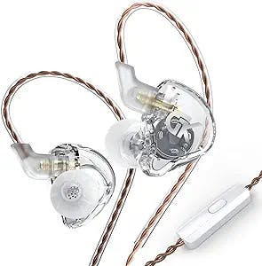 GK GST Headphones in Ear HiFi 1DD 1BA Deep Bass Earbuds with B Pin Detachable Cables, Noise-Isolating Earbuds(Microphone)
