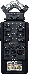 Zoom H6 All Black (2020 Version) 6-Track Portable Recorder, Stereo Microphones, 4 XLR/TRS Inputs, Records to SD Card, USB Audio Interface, Battery Powered, Podcasting and Music