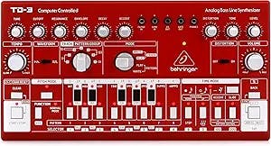 The Behringer TD-3-RD Analog Bass Line Synthesizer - Red is lit AF!