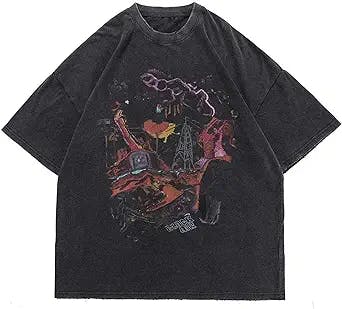 Aelfric Eden Mens Hipster Print Oversize Shirts Short Sleeve Hip-Hop Tee T-Shirts Summer Loose Casual Harajuku Tops