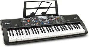 Plixio 61-Key Digital Electric Piano Keyboard & Sheet Music Stand - Portable Electronic Keyboard for Beginners (Kids & Adults)