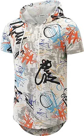 Rockin' Style: YININF Mens Hipster Hip Hop Pullover Graphic Short Sleeves H
