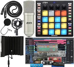 PreSonus ATOM Production/MIDI and Performance Productions Pad Controller with Professional Studio Microphone and Recording Kit with Sound Absorption Shield