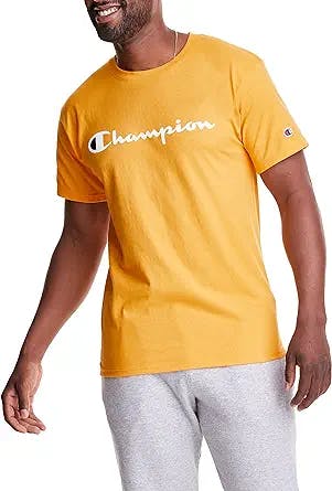 Champion Men's T-Shirt, Crewneck Cotton Tee, Mid-Weight T-Shirt, Script (Reg. or Big & Tall)