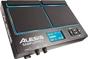 Alesis Sample Pad 4 | Compact Percussion and Sample Triggering Instrument with 4 Velocity Sensitive Pads, 25 Drum Sounds and SD/SDHC Card Slot