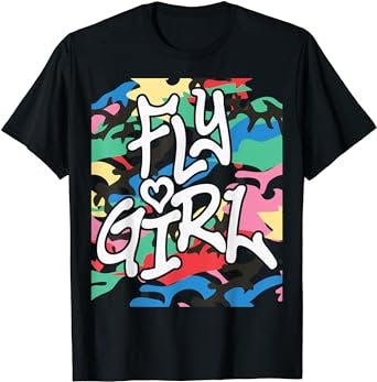 Fly Girl 80s 90s Old School Camo B-Girl Hip Hop T-Shirt