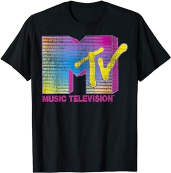 MTV Distressed Fluorescent Gradient Logo T-Shirt: The Perfect Addition to Y